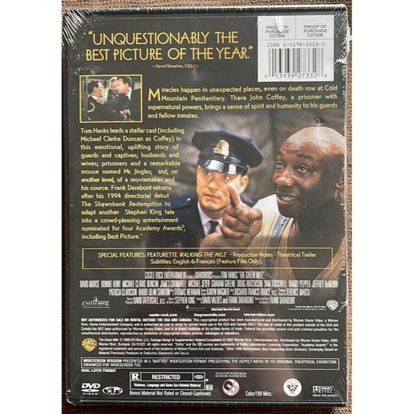 The Green Mile (DVD, Widescreen) Tom Hanks, Michael Clarke Duncan - Picture 2 of 2
